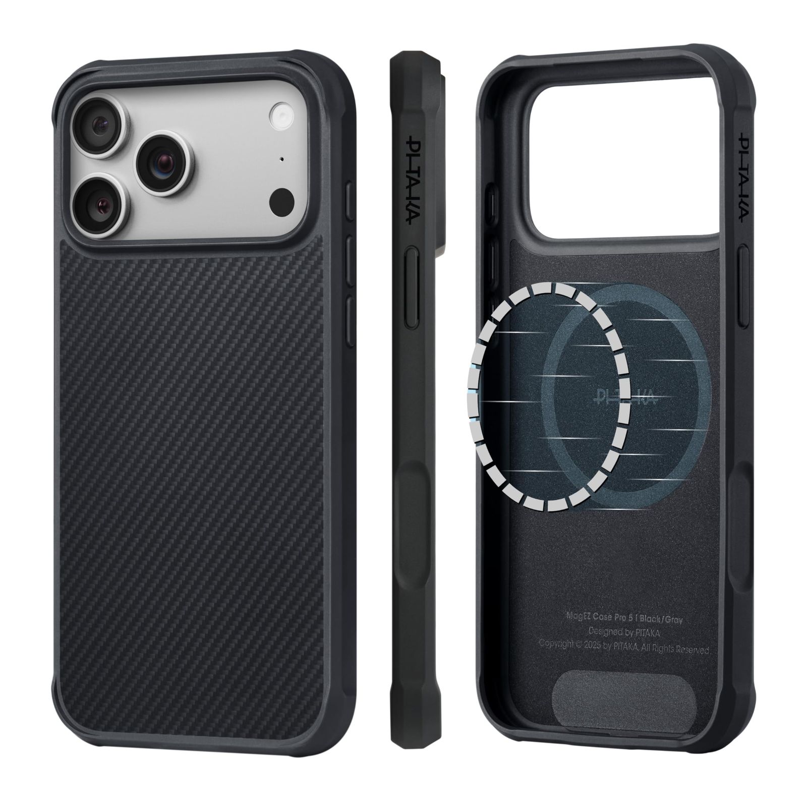 【タフ仕様×耐衝撃】 PITAKA iPhone 17 Pro Max用 ケース 耐久性 衝撃吸収 落下防止 フルカバー アラミド繊維 カーボン調 無骨デザイン ギア感覚 MagSafe対応 スマホケース ProGuardケース(黒/グレー 8,204円