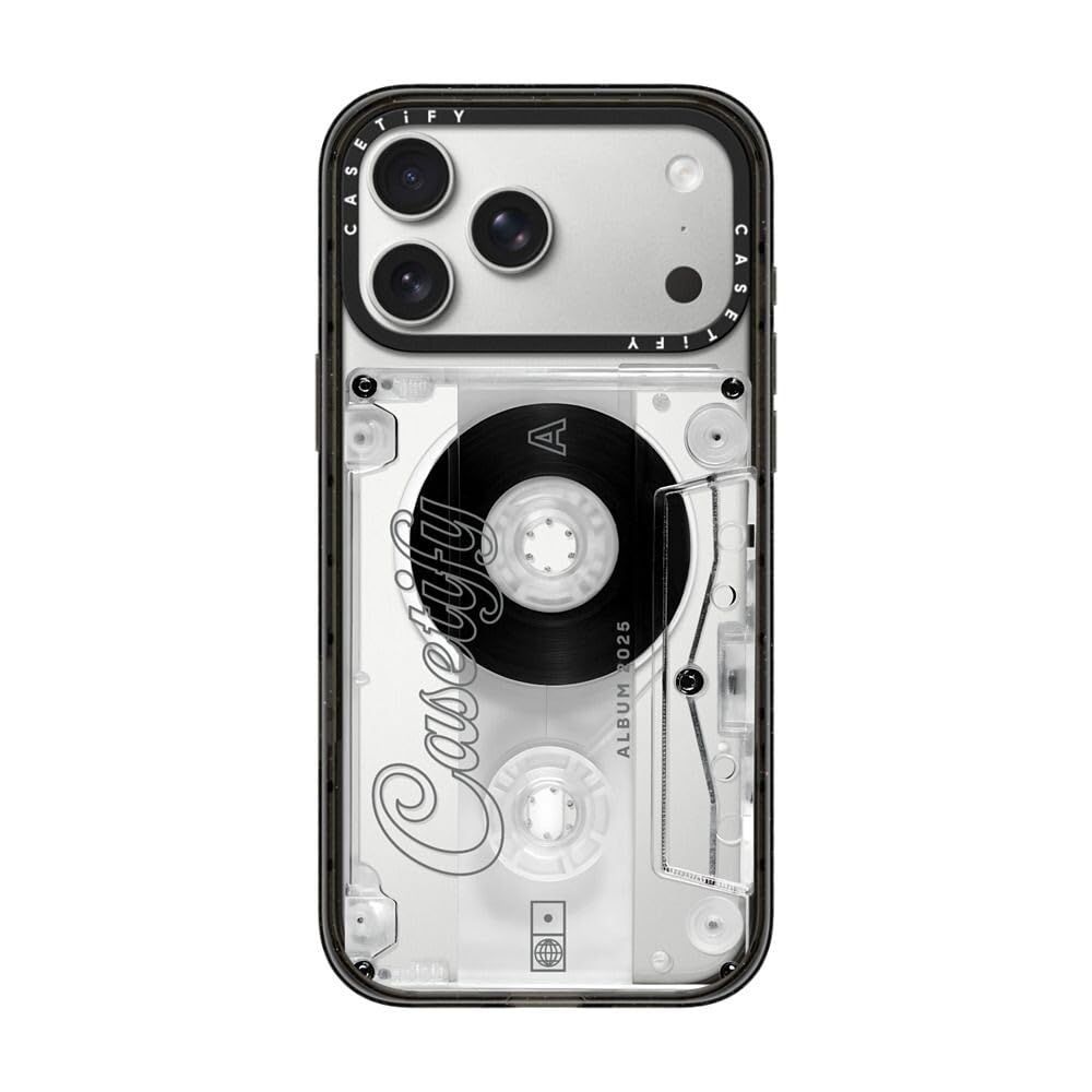CASETiFY インパクトiPhone 17 Pro Max ケース [MagSafe対応/薄型 軽量/耐衝撃] - Audio Cassette - クリア ブラック