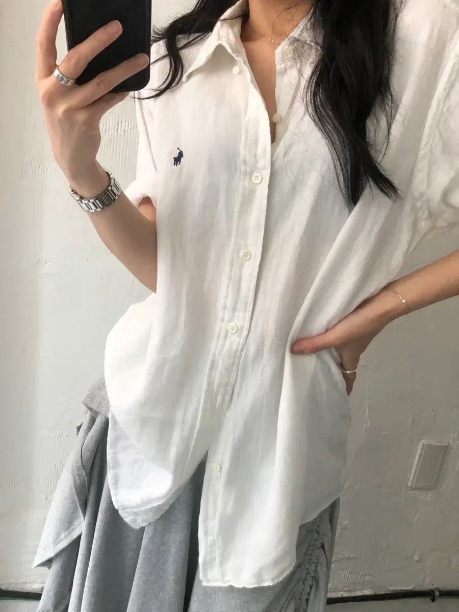 Polo ポロ ラルフローレン 白 COLOR 半袖 リネン シャツ 9,261円