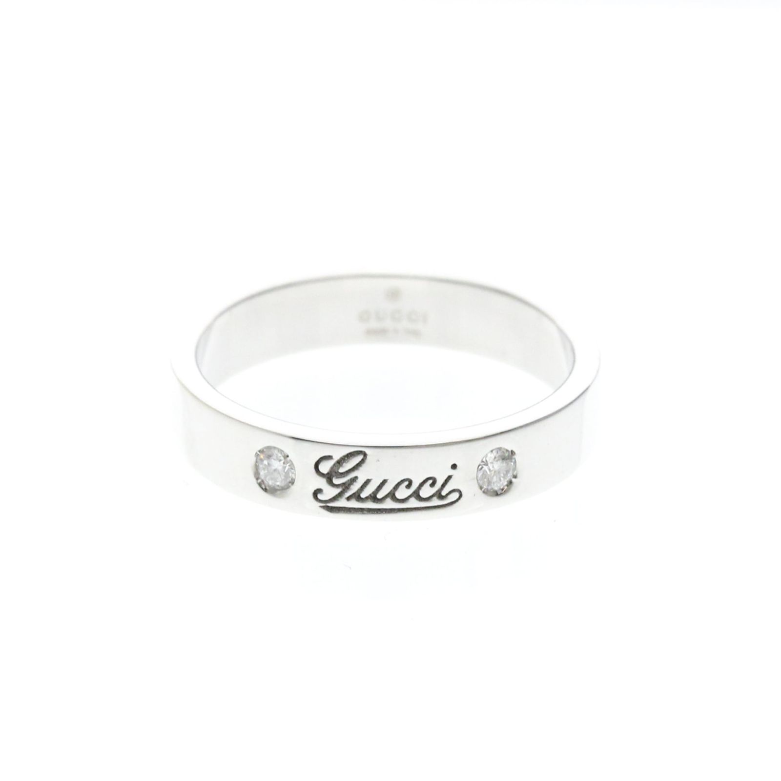 グッチ(Gucci) アイコンプリントリング 2P ダイヤモンド K18ホワイトゴールド(K18WG) ファッション ダイヤモンド バンドリング シルバー