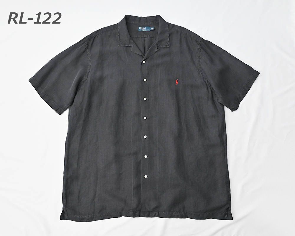 ［USED］Polo by Ralph Lauren ポロラルフローレン CALDWELLタイプ リネン/シルク半袖オープンカラーシャツ サイズ：XL [RL-122]