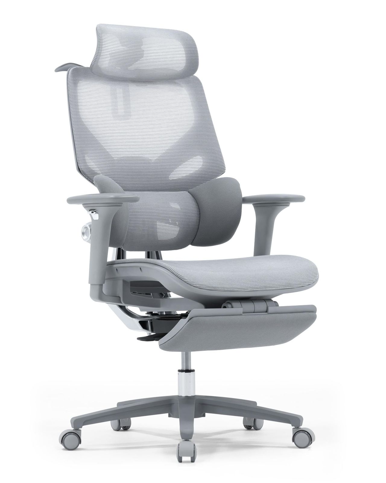 EastForce 日本ブランド LUMBIRT4.0(ランバート4.0) メッシュ座面 3ゾーンランバーサポート搭載 座面スライド 4Dヘッドレスト 4Dアームレスト 背面5段階調節 リクライニング 人間工学 オフィスチェア デスクチェア 椅子 グレー