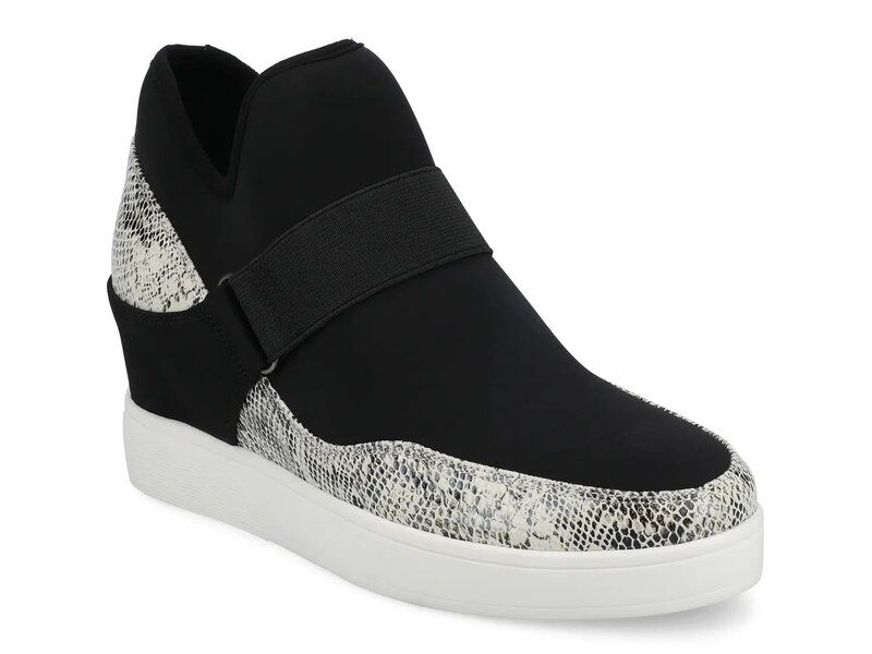 ジャーニー レディース シューズ スニーカー Journee Damari Wedge Sneaker BlackGrey Snake Print ブラック