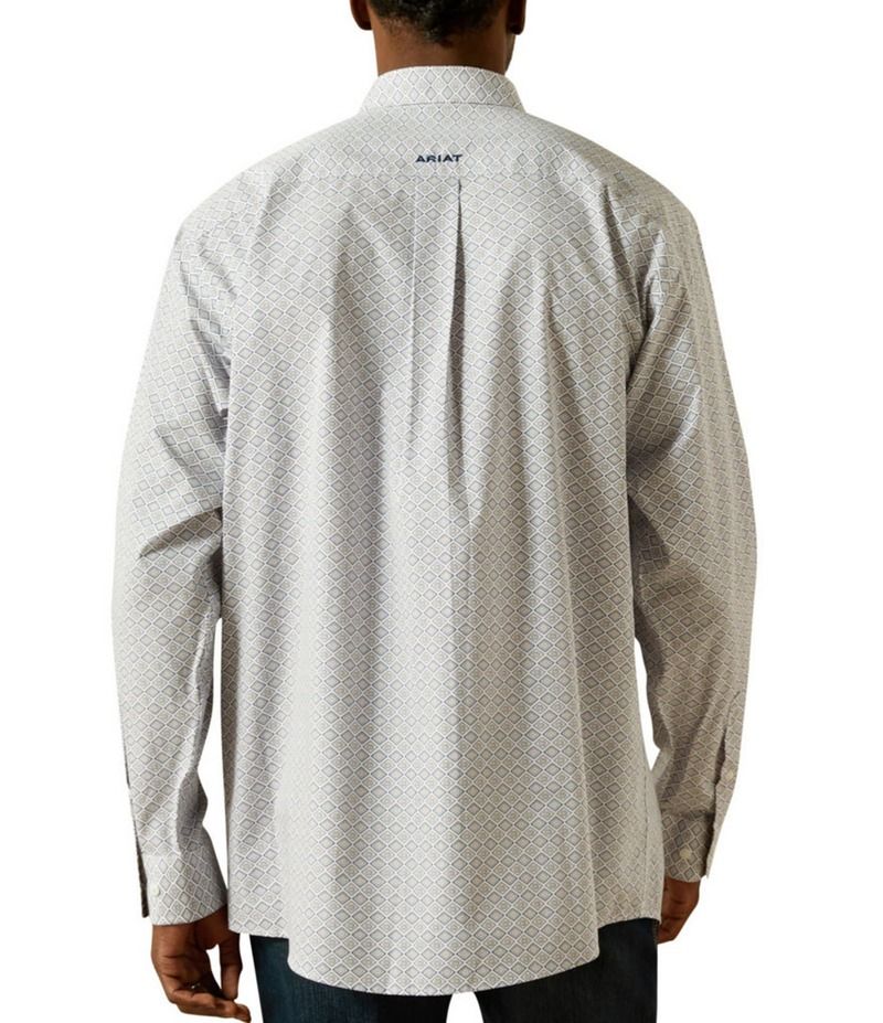 アリアト メンズ トップス シャツ プリント Ariat Declan Long Sleeve Printed Woven Shirt White ホワイト