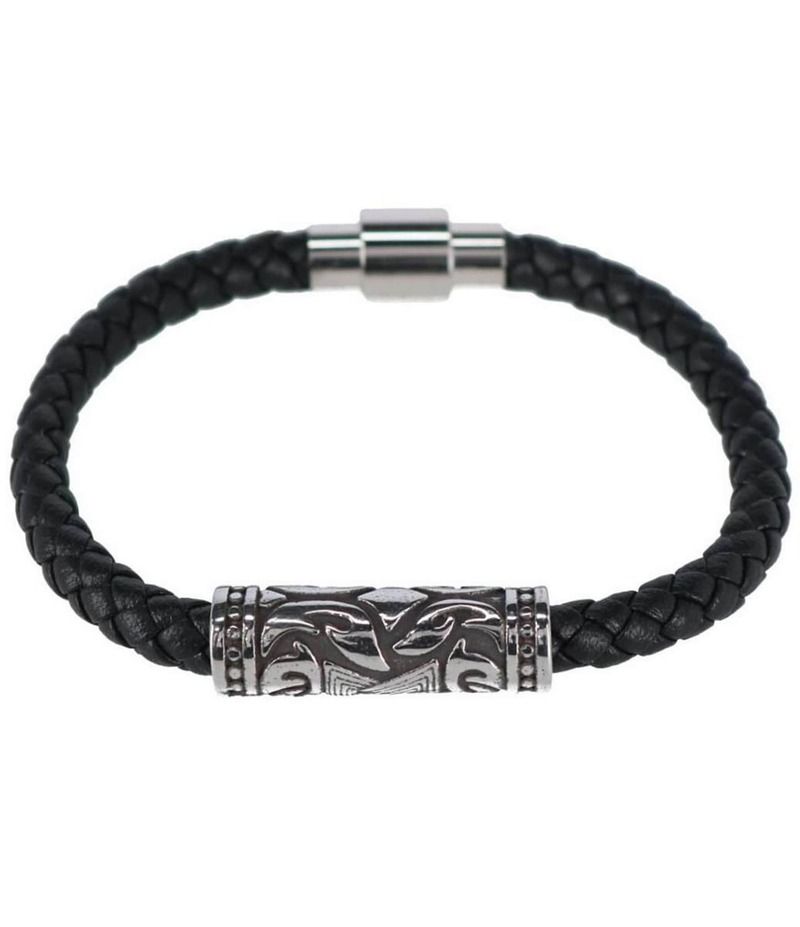 トラファルガー メンズ アクセサリー ブレスレット・バングル・アンクレット レザー Trafalgar Silver Filigree Pattern On Black Leather Bracele 11,235円
