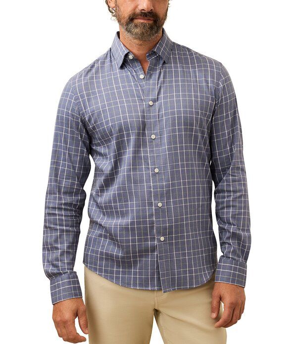 ファレティ メンズ トップス シャツ Faherty Movement Medium Plaid Long Sleeve Woven Shirt Blue Wall Plaid ブルー