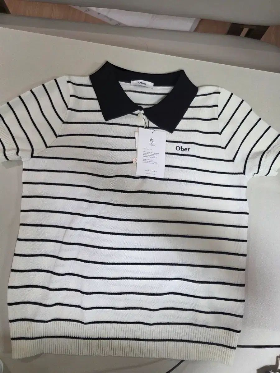Ober ゴルフボーダー柄ニット カラーTシャツ