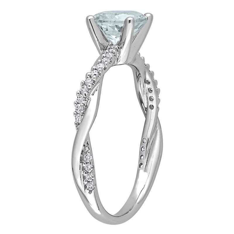 ステラ グレース レディース アクセサリー リング Stella Grace 14k White Gold Aquamarine 16 CaratW Diamond Crossover Engagem