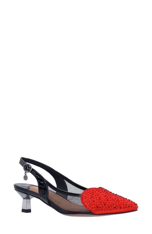 ジェイレニー レディース シューズ ヒール J Rene Gwyn Slingback Pointed Toe Pump Black Red ブラック