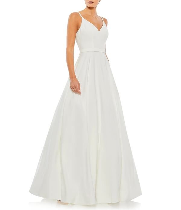 マックダガル レディース トップス ワンピース Vネック A ライン プチ サテン Mac Duggal Petite Size V Neck Side Pocketsatin A Line Gown
