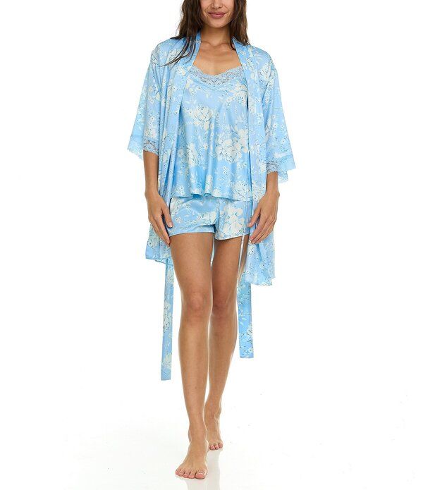 フローラニクルーズ レディース アンダーウェア ナイトウェア フラワー柄 サテン フラワー Flora Nikrooz Sabrina Travel Satin Floral Cami Shorty