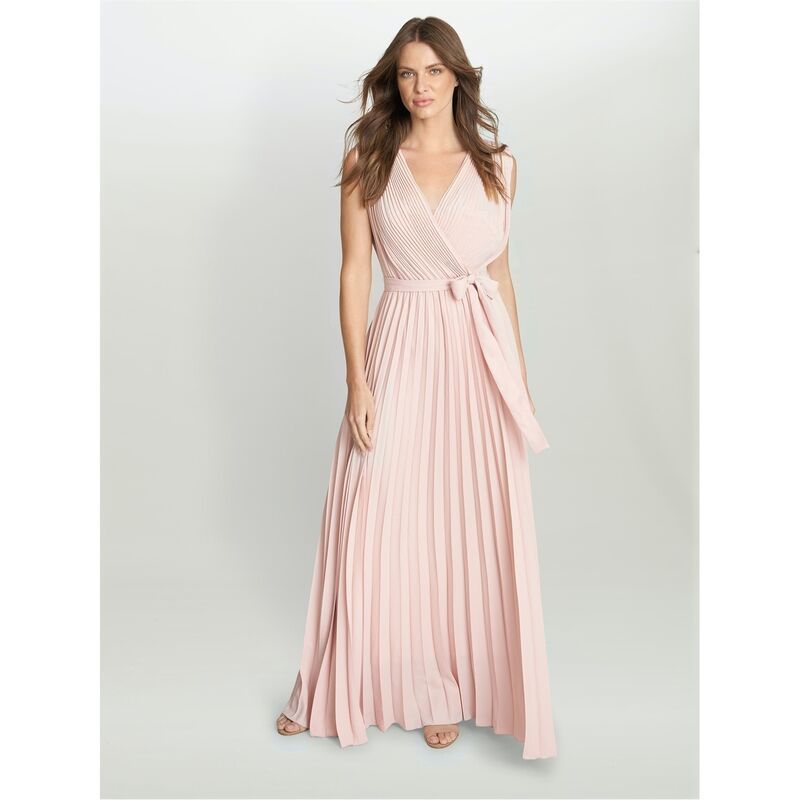 ジーナバッコーニ レディース トップス ワンピース マキシワンピース スカート マキシ Gina Bacconi Chelsey Maxi Dress With Pleat Skirt BLUSH ブ