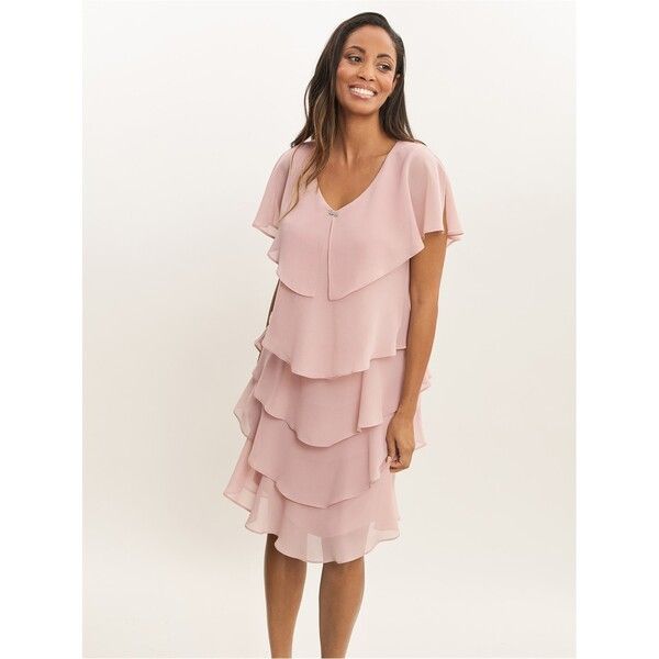 ジーナバッコーニ レディース トップス ワンピース ティアード ジョーゼット Gina Bacconi Bella Georgette Tiered Dress ROSE PINK ピンク