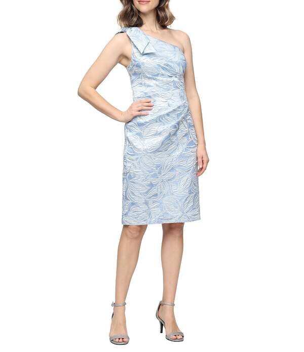 アレックスイブニングス レディース トップス ワンピース Alex Evenings Jacquard One Shoulder Dress Hydrangea