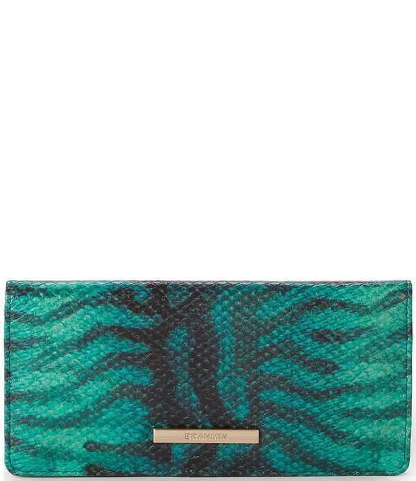 ブランミン レディース アクセサリー 財布 BRAHMIN Blue Mariner Collection Snakembossed Ady Wallet Blue Mariner ブルー