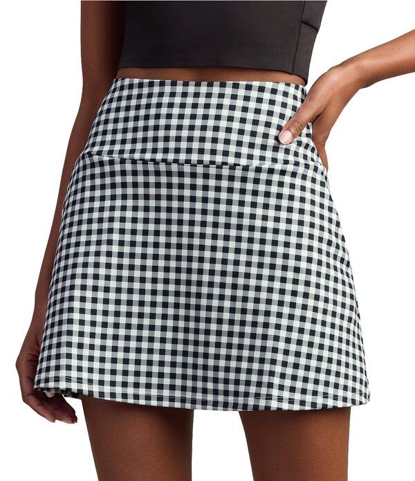 ローヌ レディース ボトムスカート ギンガムチェック プリント ギンガム RHONE 16 Course To Court Gingham Print Skort Black Gingham ブラック