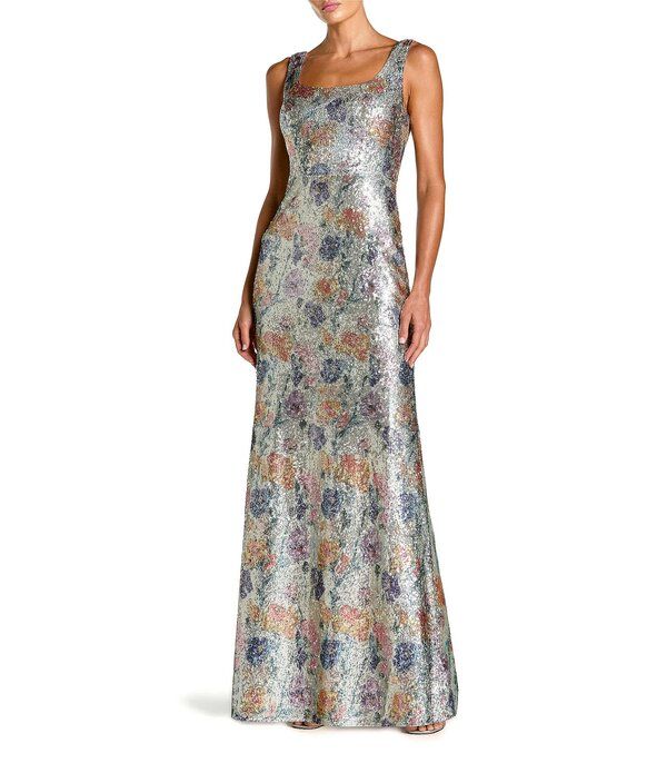 マックダガル レディース トップス ワンピース フラワー柄 スパンコール ノースリーブ フラワー Mac Duggal Floral Sequin Sleevelessquare Neck Sequi 65,890円