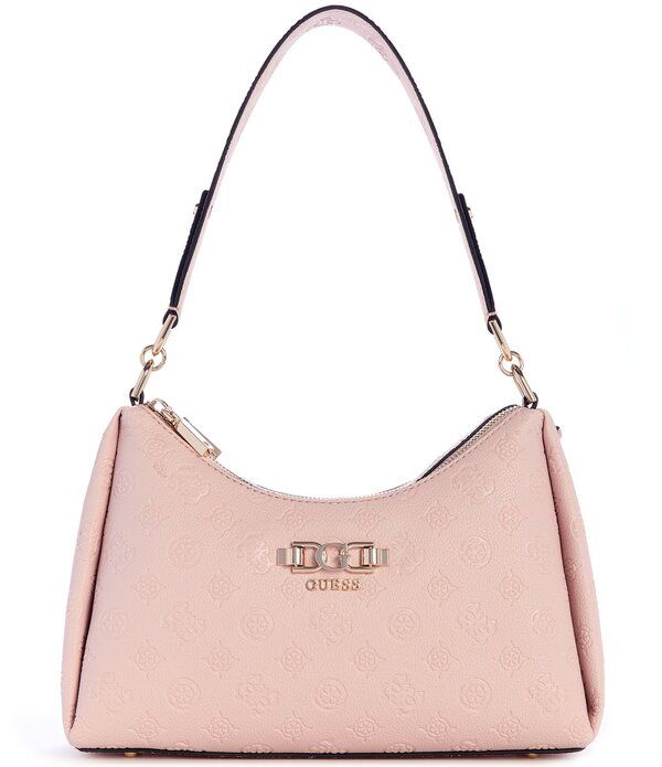 ゲス レディース バッグ Guess Anise Double Zip Shoulder Bag Light Rose Logo