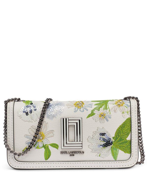 カール ラガーフェルド レディース バッグ フラワー柄 スパンコール フラワー KARLAGERFELD PARIS Kosette Sequin Floral Shoulder Bag White