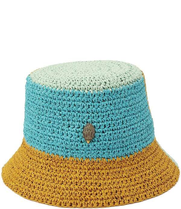 カートジェイガーロンドン レディース アクセサリー 帽子 カラーブロック Kurt Geiger London Colorblock Raffia Crochet Bucket Hat Mint Le 26,520円