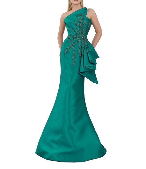 テラニクチュール レディース トップス ワンピーストラップレス Terani Couture Strapless Beaded Bow Detail Mikado Mermaid Gown Emera