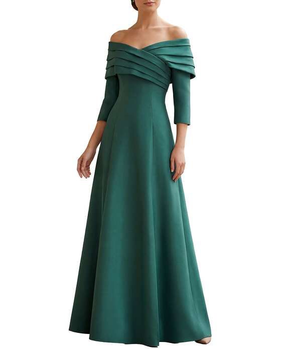 テラニクチュール レディース トップス ワンピース A ライン プリーツ Terani Couture Off The Shoulder Pleated ALine Gown Emerald エメラル 80,190円
