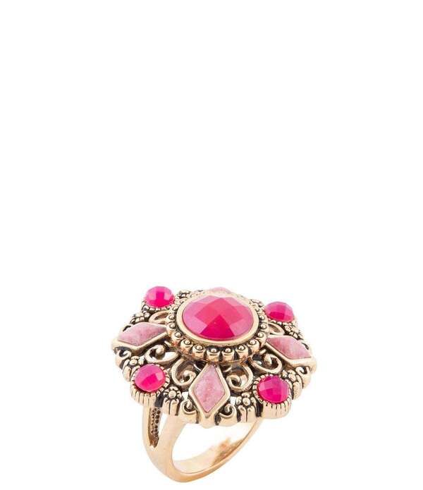 バース レディース アクセサリー 指輪 Barsembellished Pink Quartz Golden Statement RingoldPink ピンク