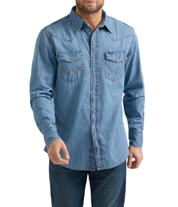 ラングラー メンズ トップス シャツ デニム WranglerR Long Sleeve Denim Western Shirt Blue ブルー