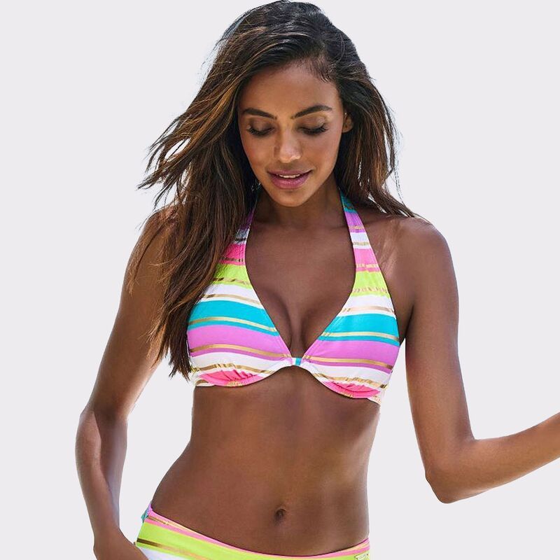 ラスカーナ レディース 水着 トップのみ Lascana Womenstriped Underwire Bikini Top Multicolor Print マルチカラー