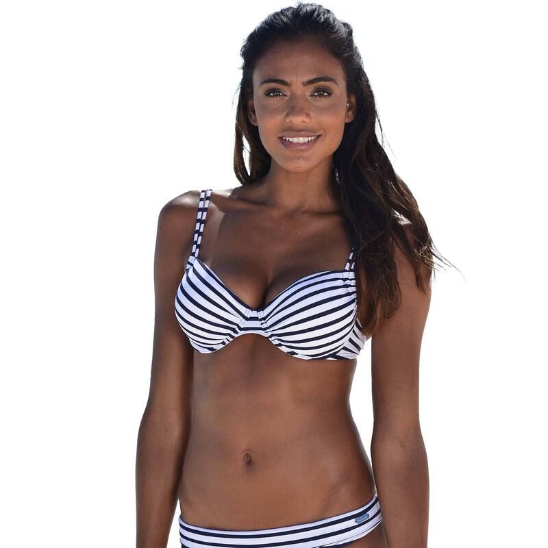ラスカーナ レディース 水着 トップのみ Lascana Womens Pattern Underwire Bikini Top Navy Striped ネイビー