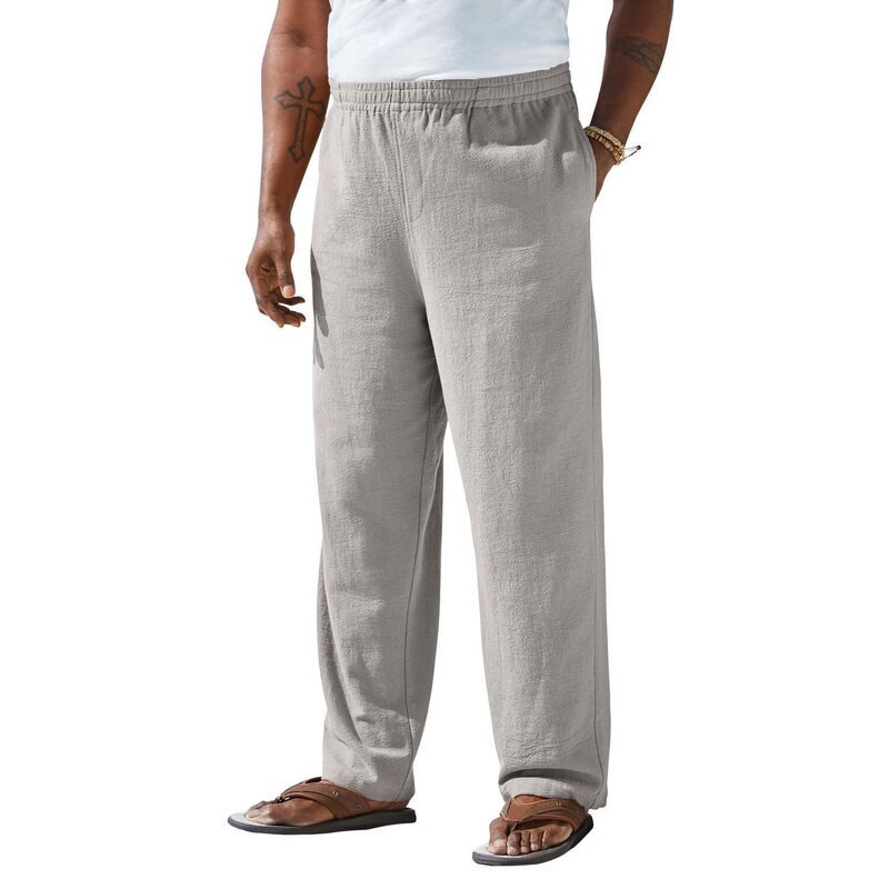 キングサイズ メンズ ボトムス カジュアルパンツ トール コットン KingSize Mens Big Tall Elastic Waist Gauze Cotton Pantsand Grey グレ