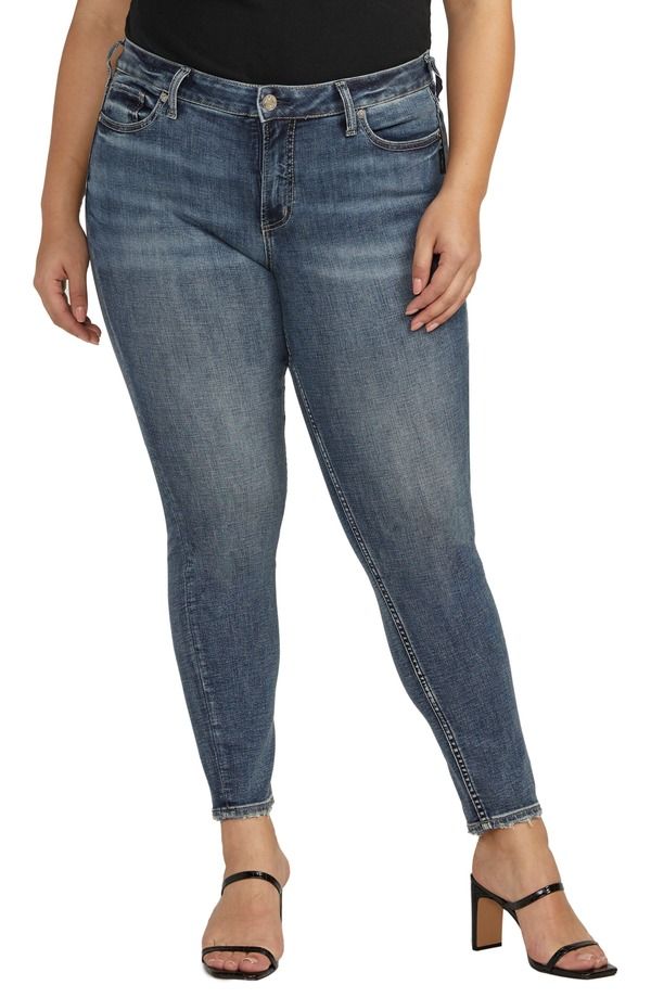 シルバー ジーンズ レディース ボトムス デニムパンツ プラスサイズ Silver Jeans Co Suki Skinny Jeans Plus BLUE ブルー