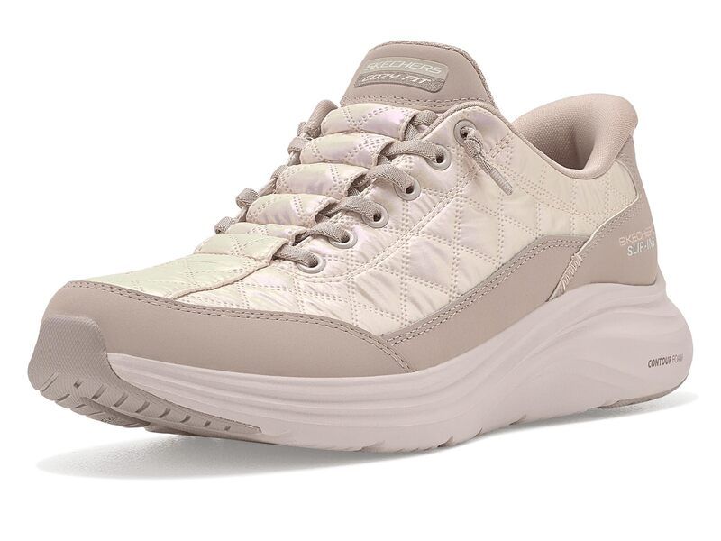スケッチャーズ レディース シューズ スニーカー Skechers Contour Foam Cozy Fit Shining Pearl Hands Free SlipIns Taupe トープ