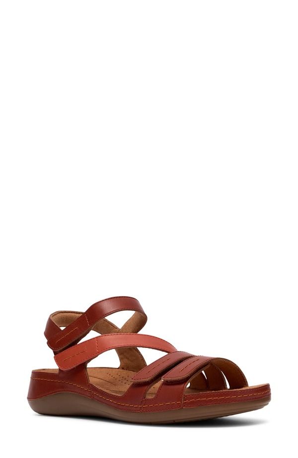クラークス レディース シューズ ヒール サンダル Clarks Cecily Strappy Sandal Women BURNT ORANGE COMBO オレンジ