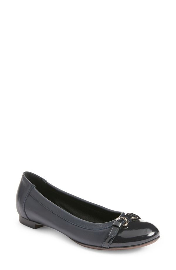 エージーエル レディース シューズ パンプス キャップ AGL Monika Cap Toe Ballet Flat Women BLUE LEATHER ブルー