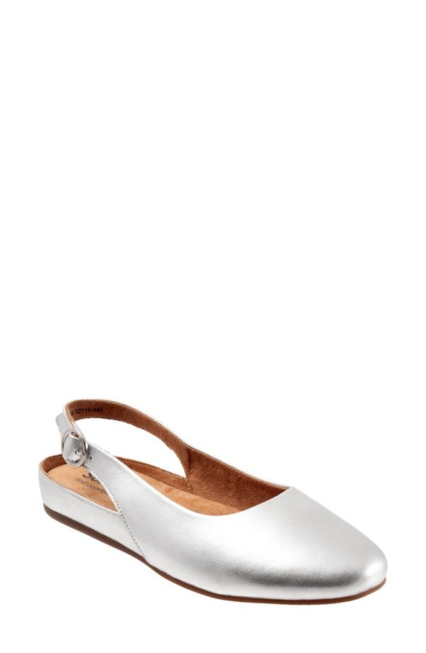 ソフトウォーク レディース シューズ サンダル SoftWalk Sandy Slingback Flat Sandal Women SILVER NAPPA LEATHER シルバー