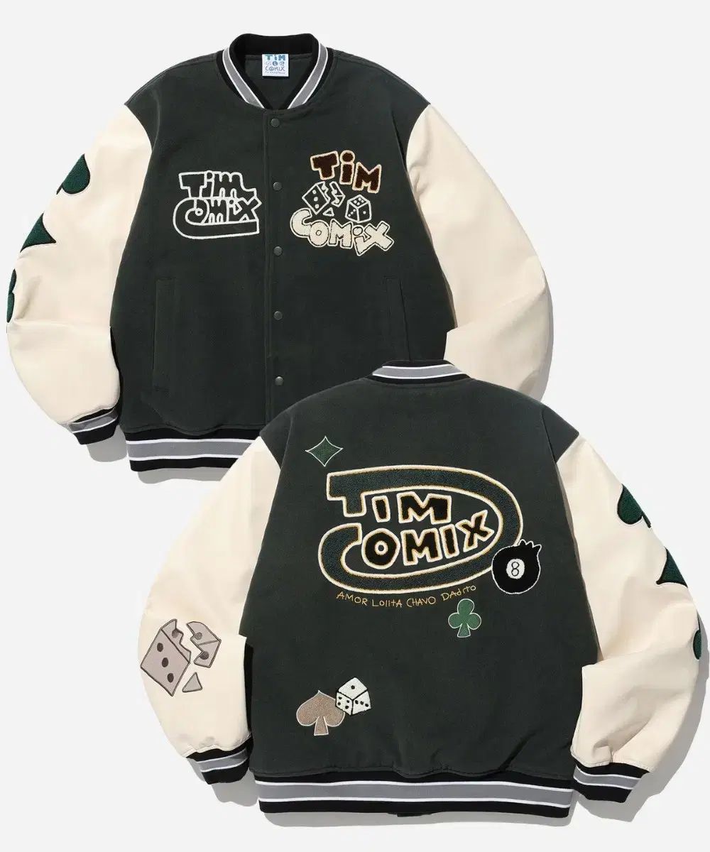 実寸 L) チームコミックス 新モデル 23FW トランプ アンド DICE ENTWURF ウール スタジャン ジャケット カーキ