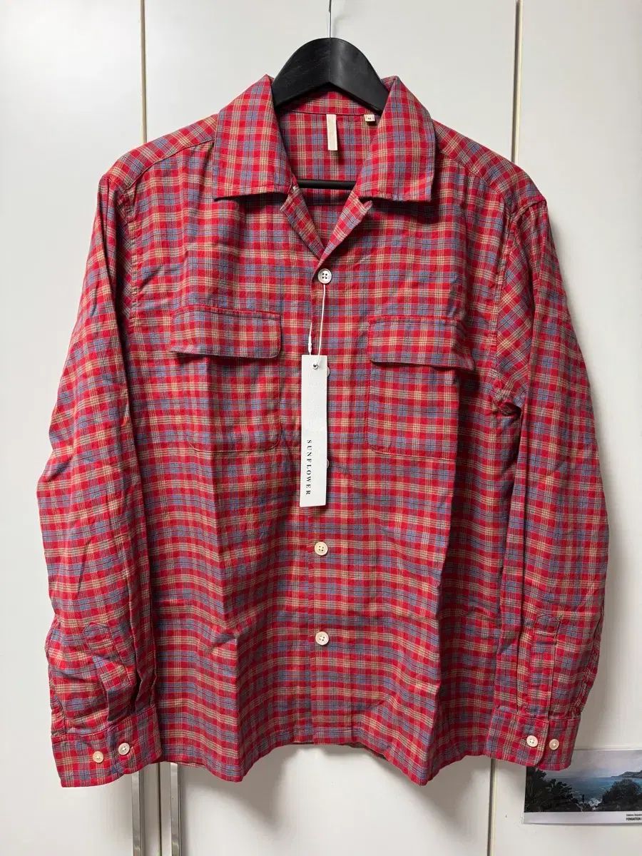 サンフラワー / レッド CHECK ダブル ポケット シャツ / M