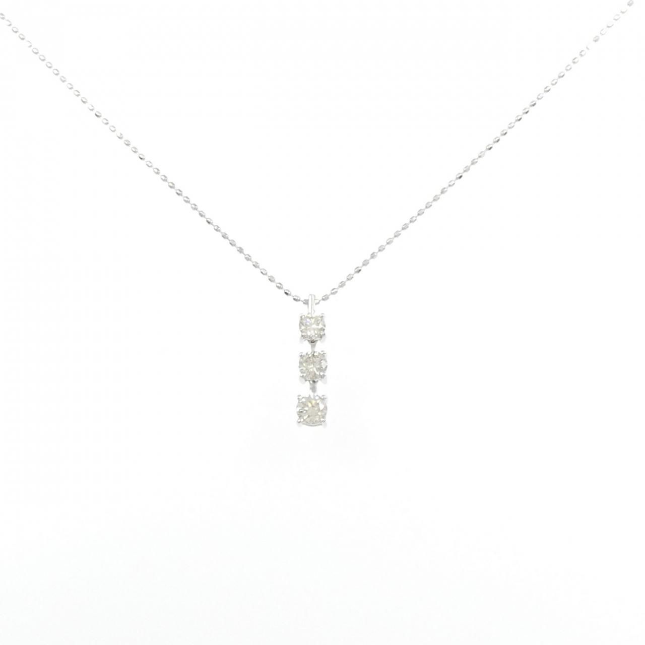 K18WG スリーストーン ダイヤモンド ネックレス 0.50CT