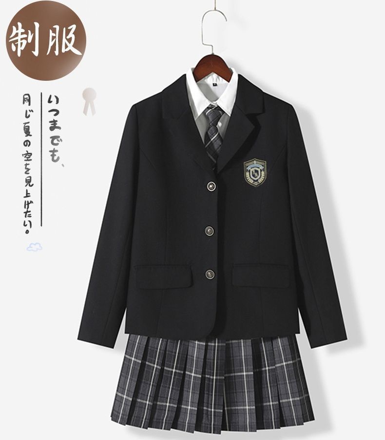 送料無料 女子高生 制服 女の子 スーツ 女子高校生 スカート チェック高校制服 5点セット コート シャツ スカート ネクタイ バッジ ハロウィン 長袖 ファッション レディース 学生服 セーラー服 JK制服 cos コスプレクリスマスプレゼント