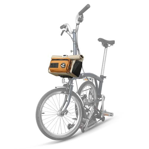 Rhinowalk ブロンプトンの折りたたみ自転車(Brompton)用 フロントバッグ ショルダーバッグ 2WAY 4L 防水仕様 ロールトップ MOLLEシステム付き 自転車ハンドルバーバッグ 折りたたみ自転車 都市型自転車 カゴバッグ（レインカバー付きe