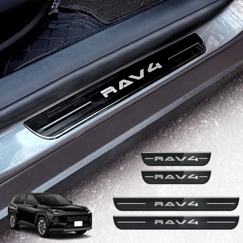 N◆RAV4 XA60系 専用 スカッフプレート ステンレス製 サイドステップガード ドアシルプロテクター 傷防止 汚れ防止 日本語取扱説明書付き 4点セット（ブラック） 288d03e6