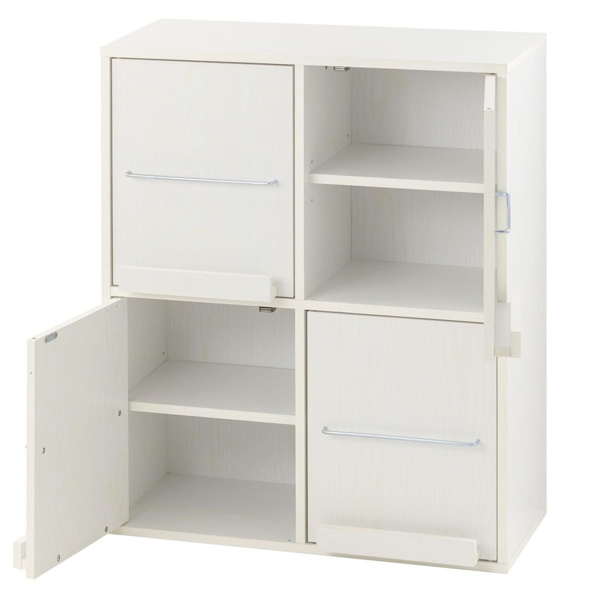 ぼん家具 本棚 扉付き 大容量 ディスプレイラック 幅69.5×奥行34.5×高さ82.5cm A4対応 リビング収納 可動棚 雑誌収納 ホワイトｍａ 6a9ee5db