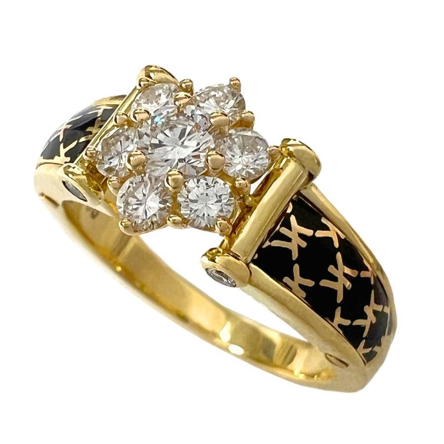 KORLOFF　コルロフ　ダイヤ 7石　0.70ct　七宝　K18　YG　750　15号　リング　指輪