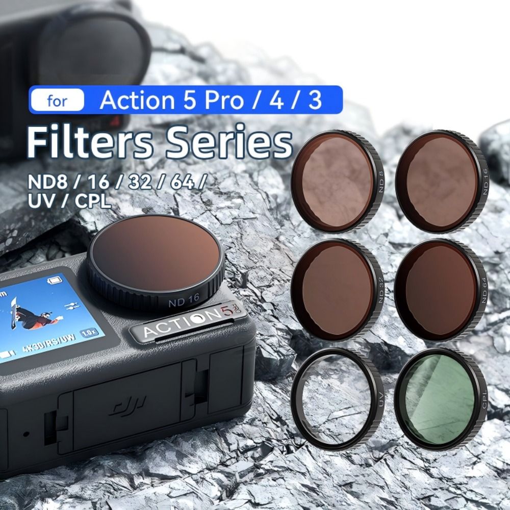 DJI Osmo Action 3/4/5 Pro 用 UV CPL ND8 ND16 ND32 ND64 フィルターセット 6,447円