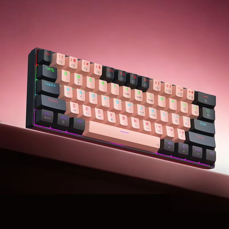 61キー ミニ有線ゲーミングメカニカルキーボード RGBバックライト