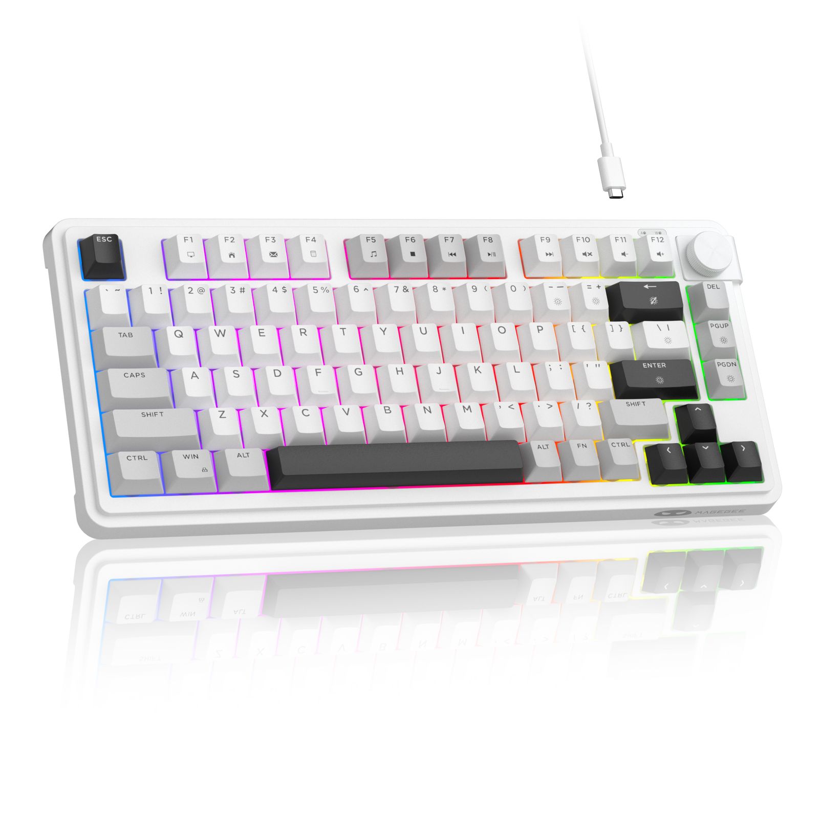 MageGee 75% 有線ミニメンブレンキーボード RGBバックライト付き