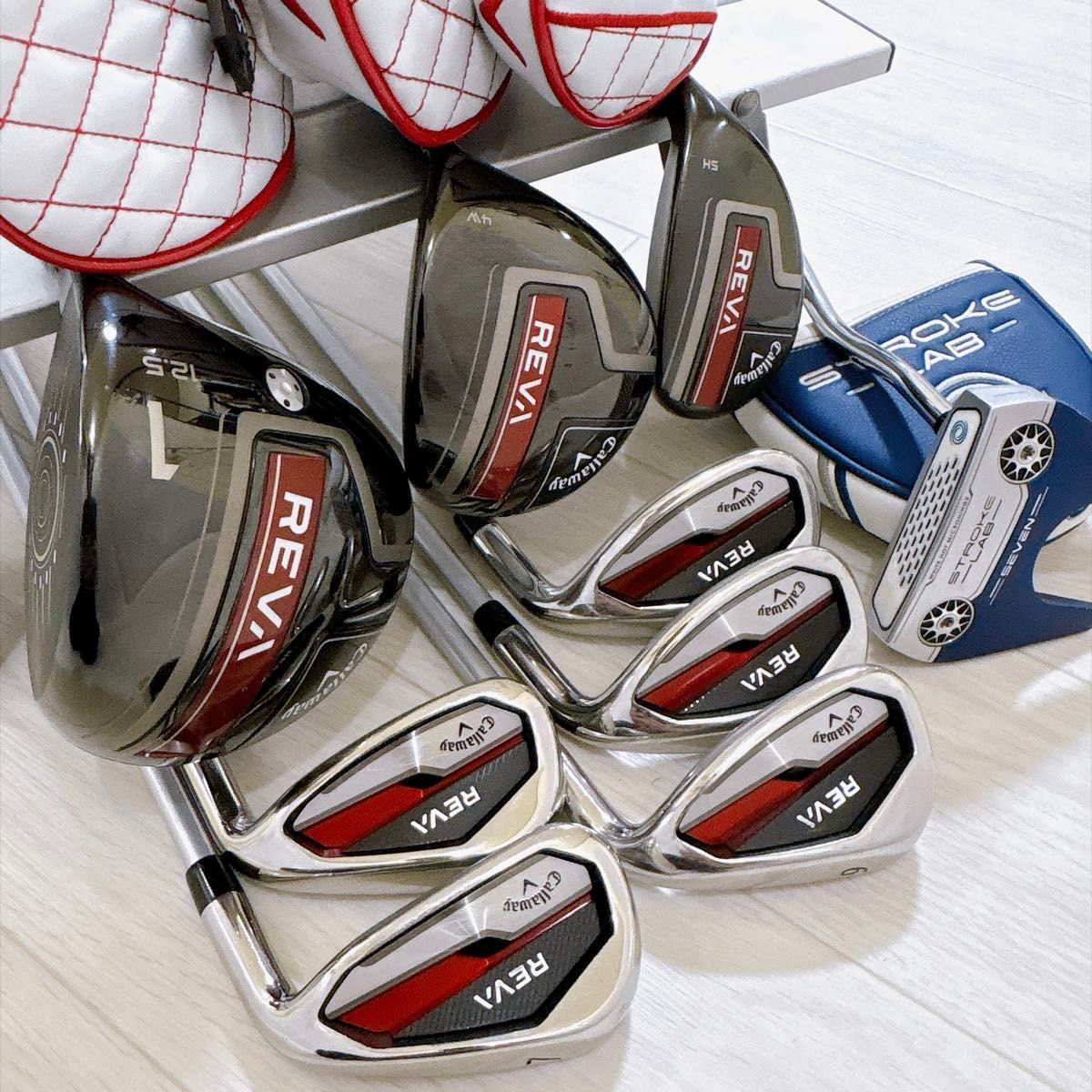 良品 Callaway REVA キャロウェイ レヴァ レディースゴルフセット 9本 フレックスL 右利き レッド G-0717