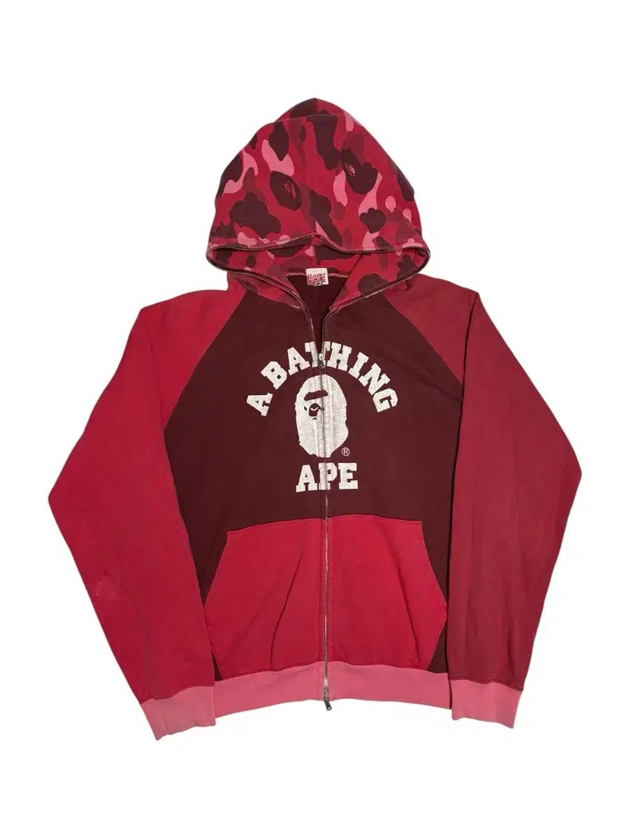 正規品 A BATHING APE 2005 OG NIGOシーズン 赤系カモフラージュ カレッジ フードジップアップ M