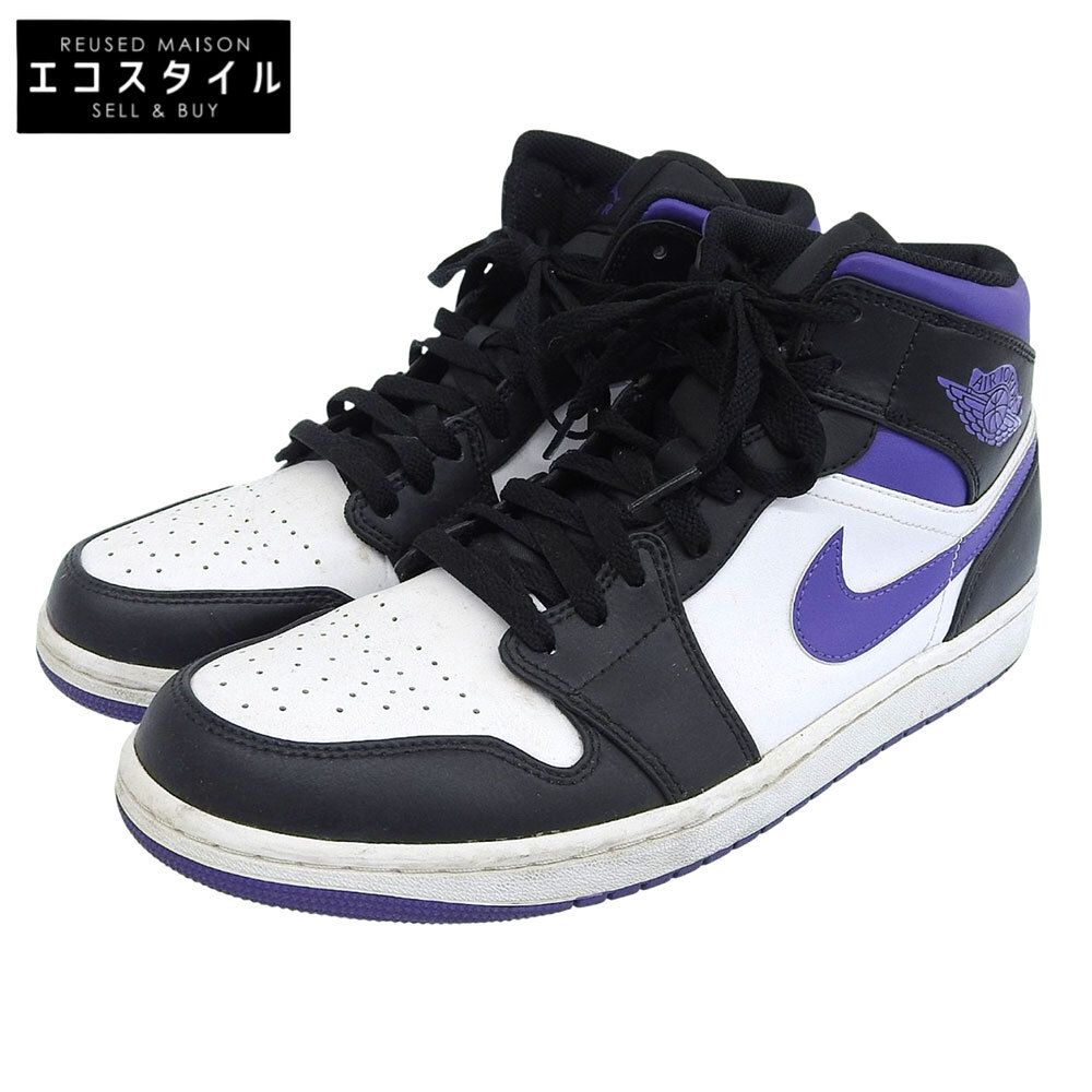 NIKE　ナイキ　AJ1B ミッド ハイカット スニーカー シューズ メンズ ブラック/コート パープル 28.5cm 554724-095　10.5(US) 8,514円
